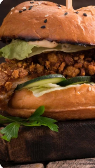 Freshly prepared crispy chicken burger